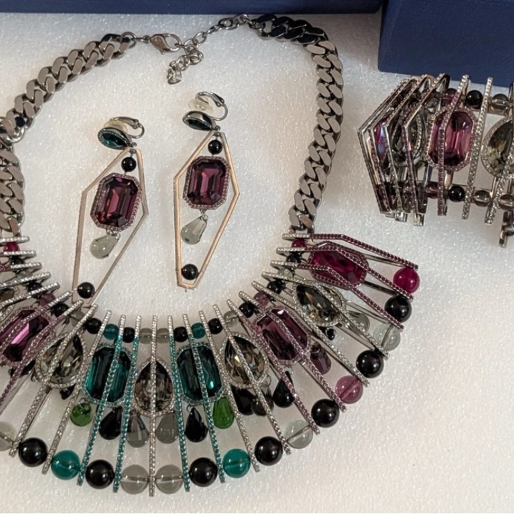 Authentic Swarovski Multicolor Statement Necklace… - image 4